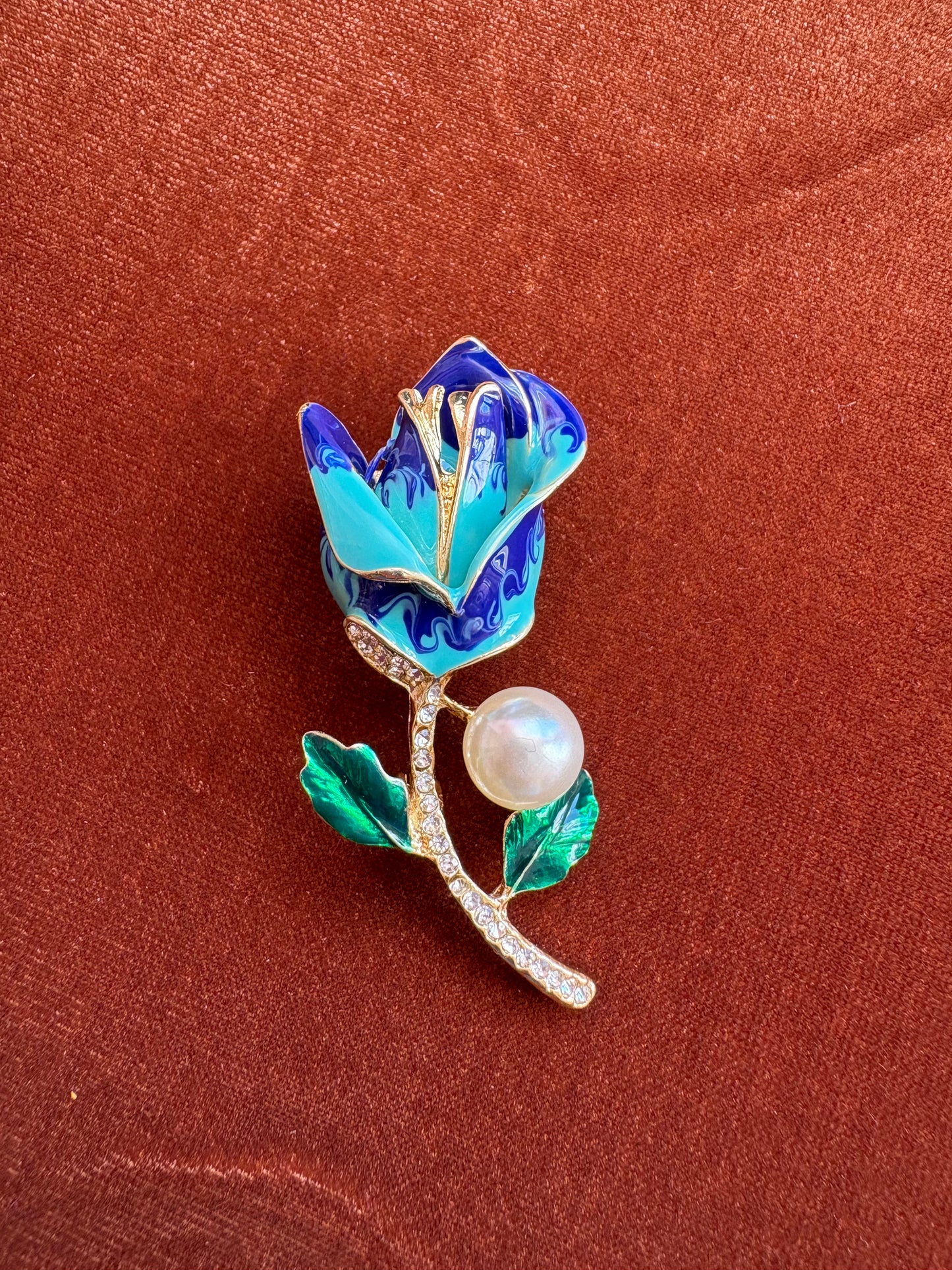 Broche Blue Rose Pearl